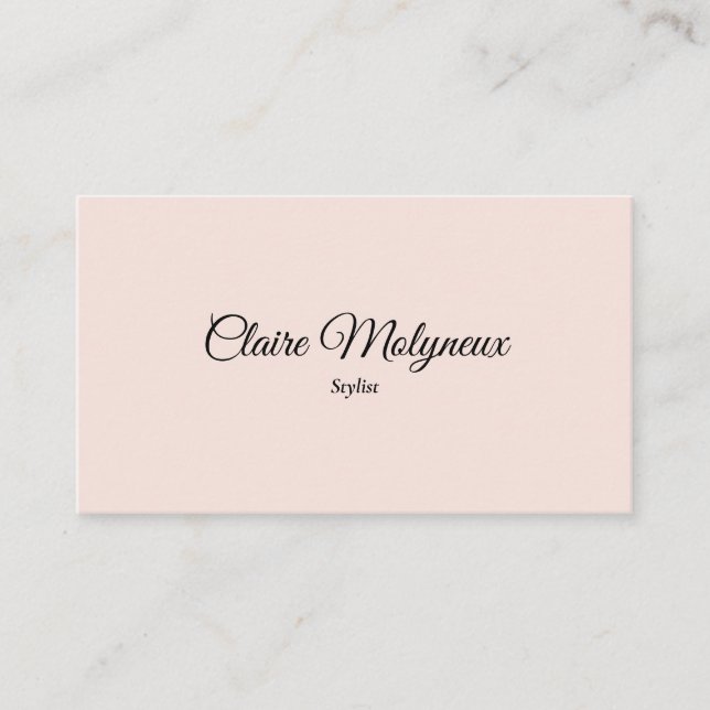 Carte De Visite Simple Élégant Rose Pâle Écriture Professionnelle (Devant)
