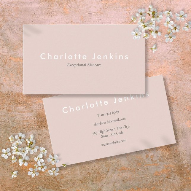 Carte De Visite Simple Élégant Rose Pâle Professionnel (Simple Elegant Blush Pink Professional Business Card)