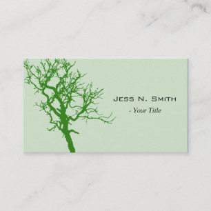 Carte De Visite Simple, élégant, silhouette d'arbre vert frais