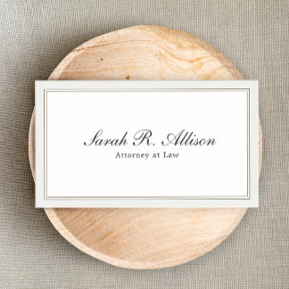 Carte De Visite Simple élégante Avocat blanc avec bordure