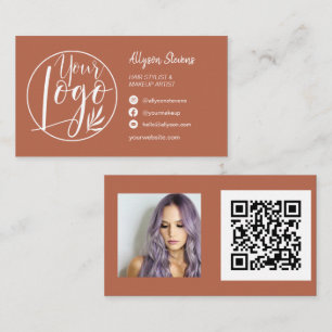 Carte De Visite Simple en terre cuite maquillage photo logo qr cod