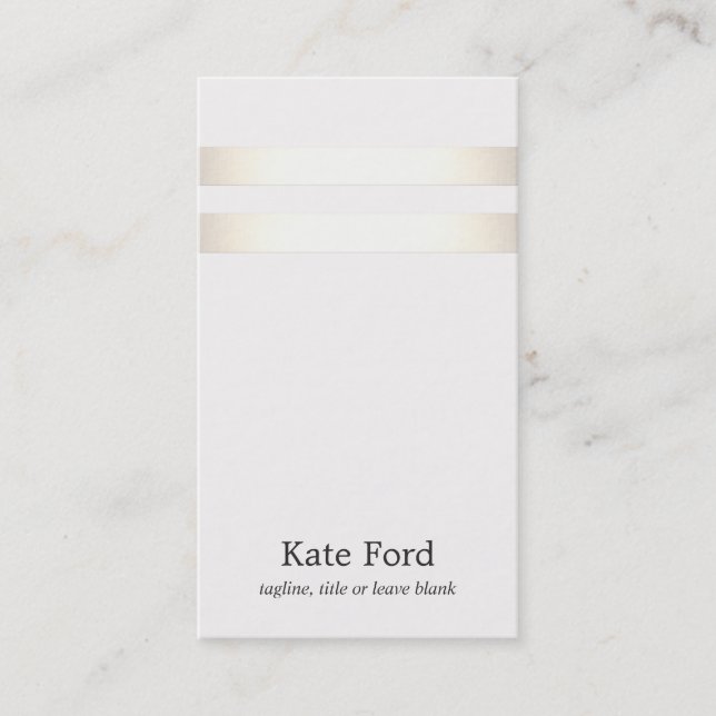 Carte De Visite Simple Et Design Faux Gold Strié Blanc (Devant)