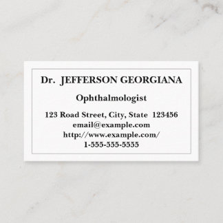 Carte de visite simple et discret d'ophtalmologue