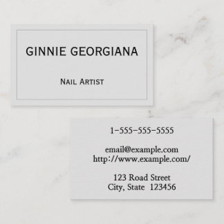 Carte de visite simple et minimaliste de l'artiste