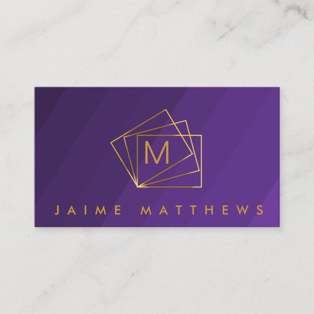 Carte De Visite Simple et moderne Royal Purple and Gold (Devant)