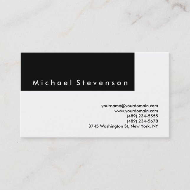 Carte de visite simple et simple noir tendance (Devant)
