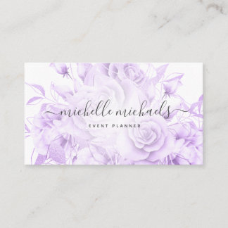 Carte De Visite Simple Floral Purple Script moderne