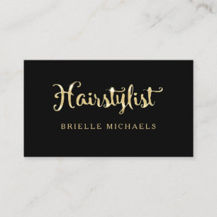 Carte De Visite Simple Glamour FAUX Coiffeur noir et or