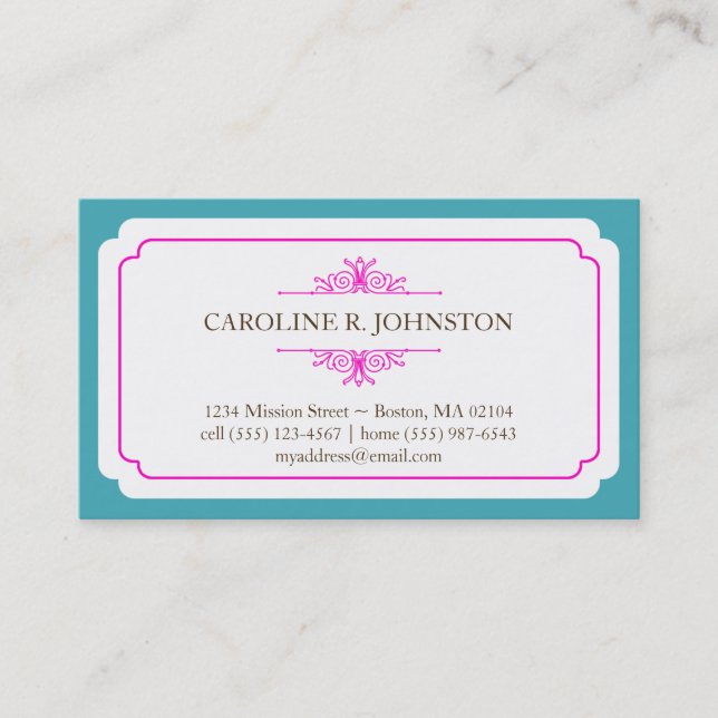 Carte De Visite Simple grâce solide turquoise rose rose appel pers (Devant)