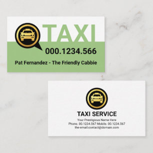 Carte De Visite Simple Green Taxi Service Layer