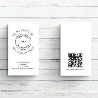 Carte De Visite Simple Hotel ou Guest House QR Code Logo Tagline