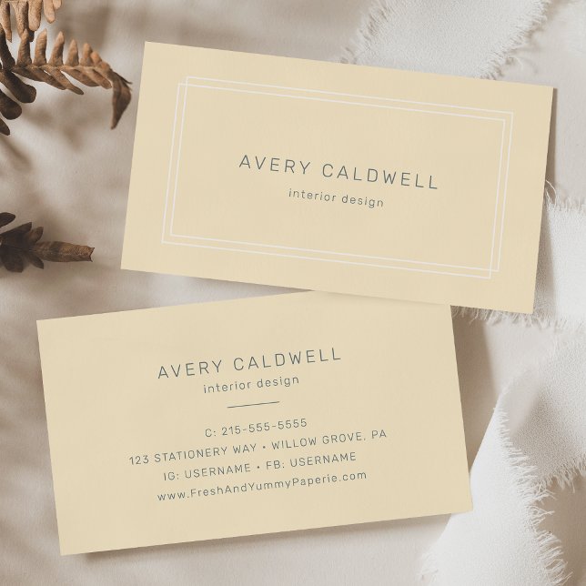 Carte de visite simple jaune beurre neutre AVERY (AVERY Simple Neutral Butter Yellow Business Card)