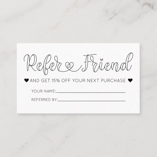 Carte De Visite Simple Joli Coeur Blanc Typographie Référence (Devant)