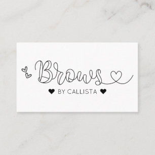 Carte De Visite Simple Joli Coeur noir blanc Typographie Brosses
