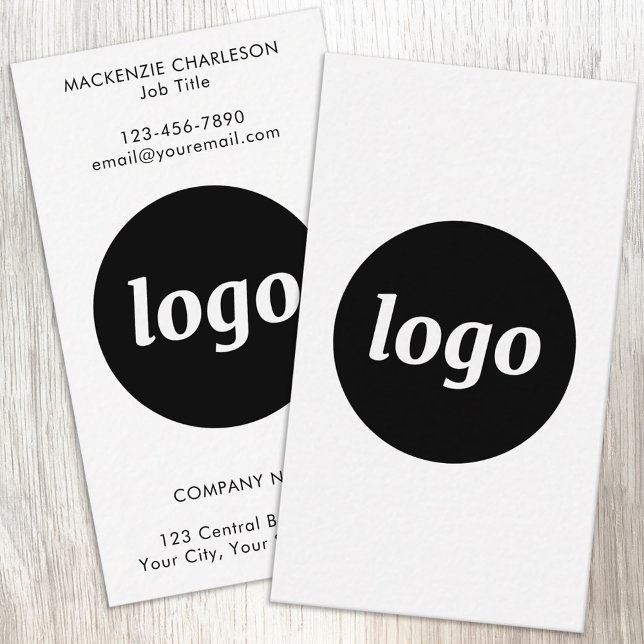 Carte De Visite Simple Logo and Text Vertical (Simple logo with custom text business branding promotional business cards)