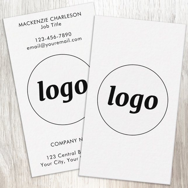 Carte De Visite Simple Logo and Text Vertical (Simple logo with custom text business branding promotional vertical format business cards)