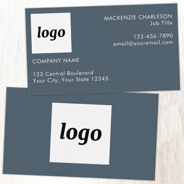 Carte De Visite Simple Logo et Texte Gris Charbon (Simple logo with custom text business branding promotional charcoal gray business card)