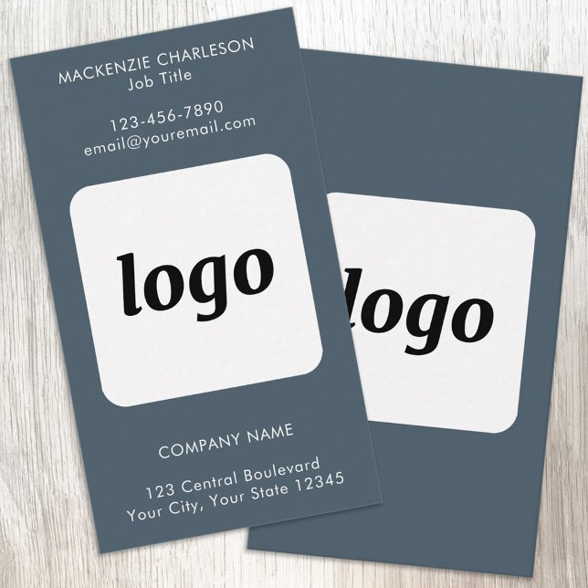 Carte De Visite Simple Logo et Texte Gris Charbon Vertical (Simple logo with custom text business branding promotional charcoal gray vertical business cards)