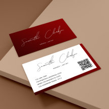 Simple Maroon blanc Script manuscrit code QR