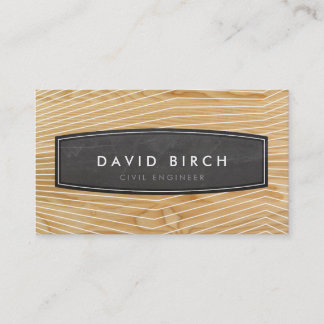 Carte De Visite SIMPLE masculin en tableau noir badge en bois look