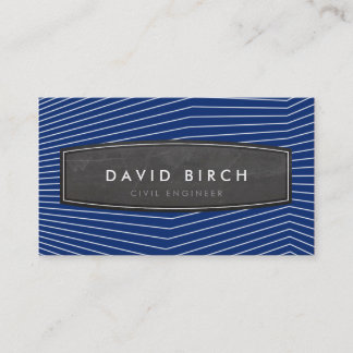 Carte De Visite SIMPLE masculine badge en tableau noir bleu marine