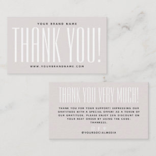 Carte De Visite Simple merci minimaliste rose perle