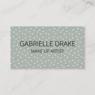 Carte De Visite Simple Mignonne Sage Vert & Blanc Minuscule Coeur