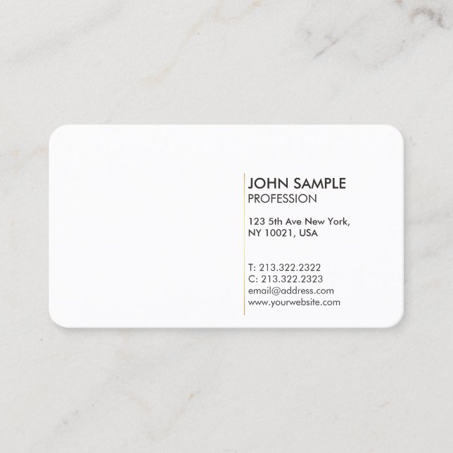 Carte De Visite Simple minimal moderne professionnel élégant blanc (Devant)