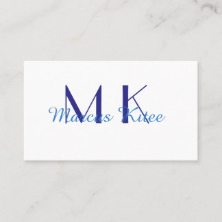 Carte De Visite simple minimal monogram personalized name blue ret