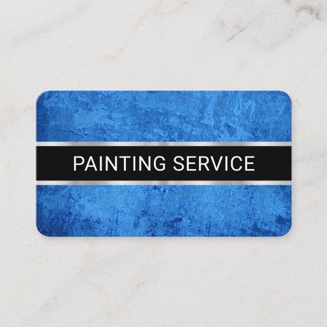 Carte De Visite Simple Minimalist Blue Paint Grunge (Devant)