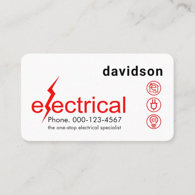 Carte De Visite Simple Minimalist Electrical Lightning Bolt (Devant)