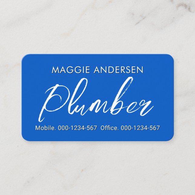 Carte De Visite Simple Minimalist Plumber In Blue Layer (Devant)