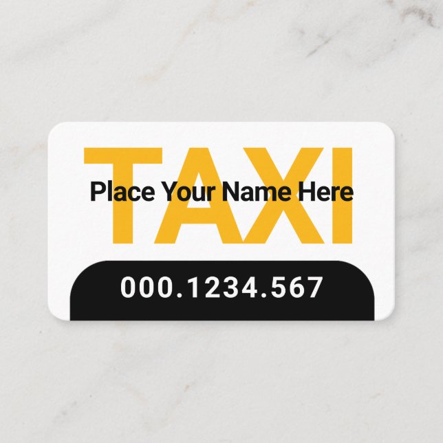 Carte De Visite Simple Minimalist Yellow Taxi Service (Devant)