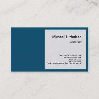 Carte De Visite Simple minimaliste Architecte Plain gris Océan ble