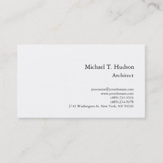 Carte De Visite Simple minimaliste Architecte simple blanc classiq