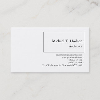 Carte De Visite Simple minimaliste Architecte simple blanc classiq