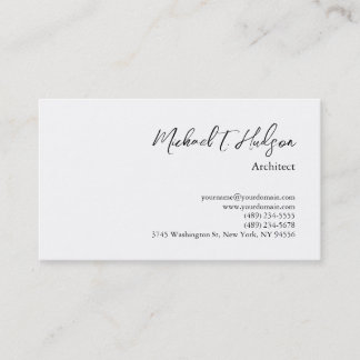 Carte De Visite Simple minimaliste Architecte simple blanc classiq