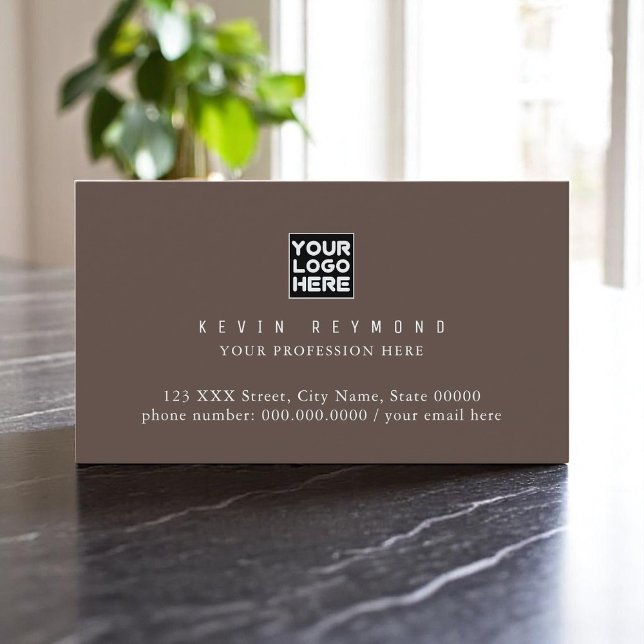 Carte De Visite Simple minimaliste Basic Brownish Professional (Créateur téléchargé)
