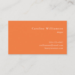 Carte De Visite Simple Minimaliste Basique Orange Professionnel 