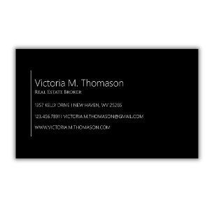 Carte De Visite Simple minimaliste Black Real Estate Professional