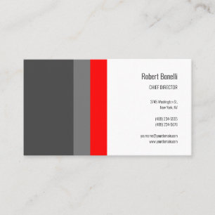 Carte De Visite Simple minimaliste gris moderne blanc rouge