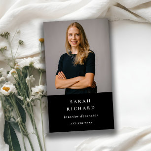 Carte De Visite Simple minimaliste noir photo professionnelle pers