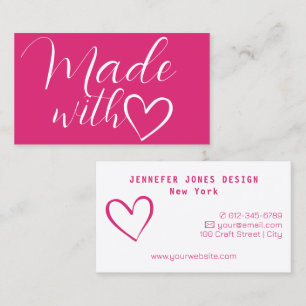 Carte De Visite Simple Minimaliste Rose Clair Fabriqué Avec Coeur