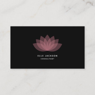 Carte De Visite Simple minimaliste rose lotus noir