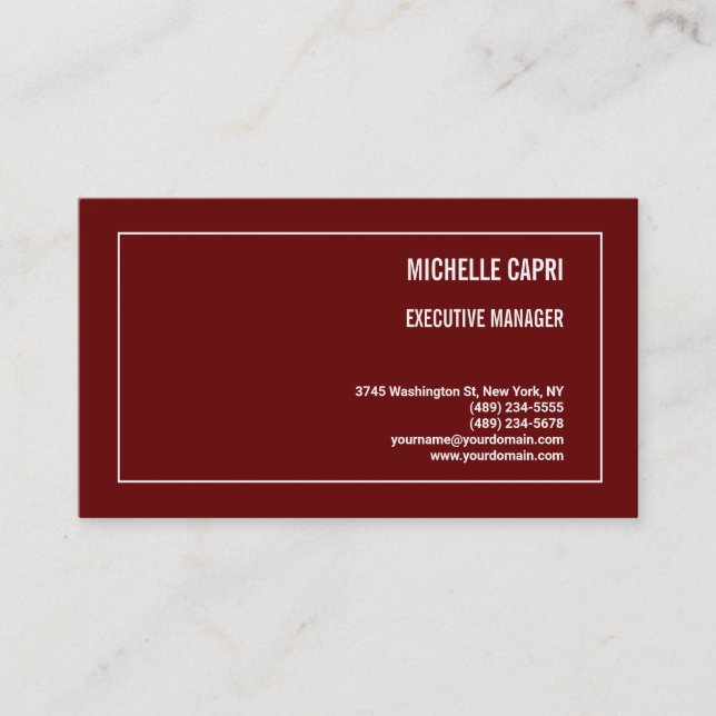 Carte De Visite Simple minimaliste simple rouge foncé (Devant)