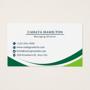 Carte de visite simple minimaliste verte et noire