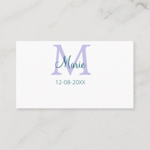 Carte De Visite simple minimum ajouter nom monogramme violet vert