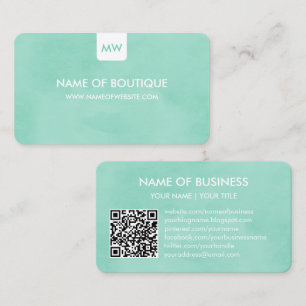 Carte De Visite Simple Mint Chic Boutique Monogram Médias Sociaux