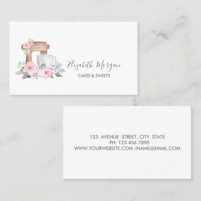 Carte De Visite Simple Mixeur Fleur Simple Boulangerie  (Devant / Derrière)