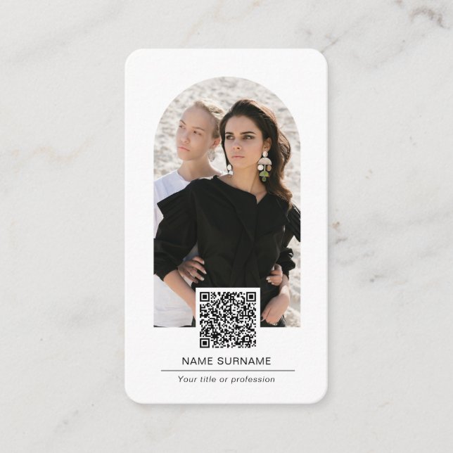 Carte De Visite Simple Modern arch QR code photo (Devant)